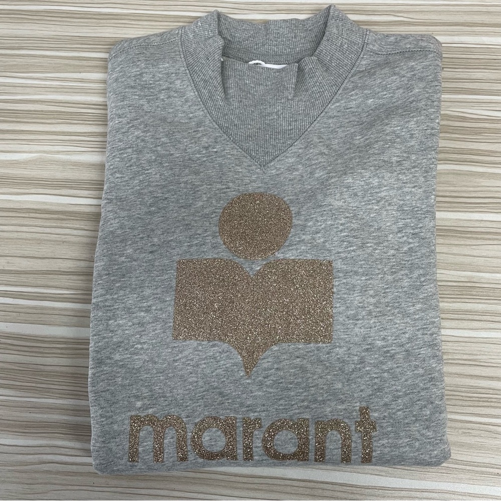 Isabel Marant Heather Gray Sweatshirt with Brown Logo